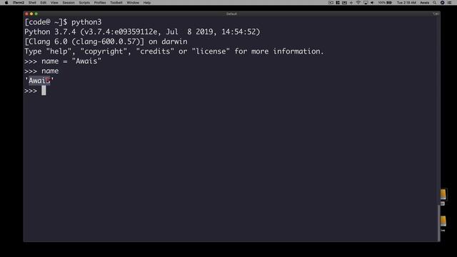 16   creating variables | Python For Absolute Beginners