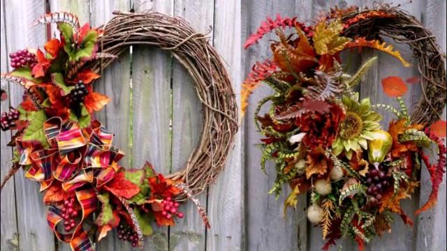 Осенний декор дома. Венки. Decor. Autumn wreaths. смотреть онлайн