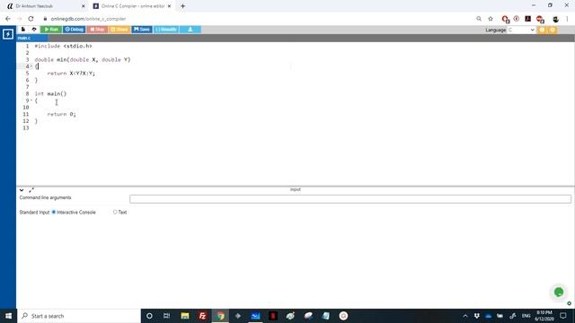 Algorithmics & Programming - Exercise - Minimum of 4 real numbers