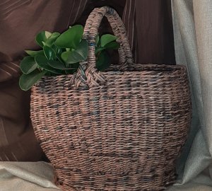 Плетение из бумажной лозы. Большая корзина. Загибка. Розга. Часть 5.