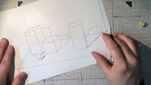 Рисуем геометрические фигуры с тенями. Рисунок для детей.