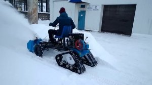 Снегоуборщик на мотоблок с адаптером КТЗ. Испытания ч.1