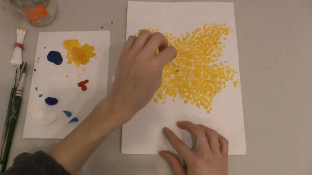 Как нарисовать букет мимозы нетрадиционным способом?! Видео Урок. смотреть онлайн