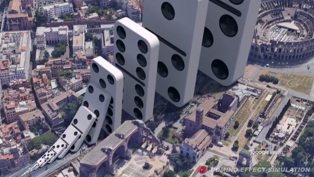 Domino Effect - The Largest Domino Simulation On Real Footage V3