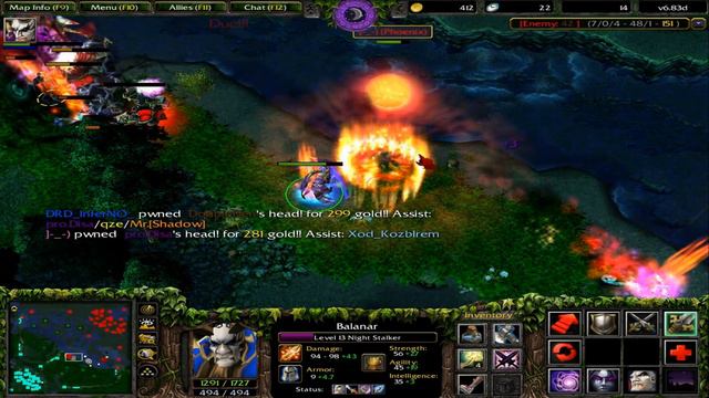 DotA 6.83d - Balanar, Night Stalker Beyond GODLIKE ! #3