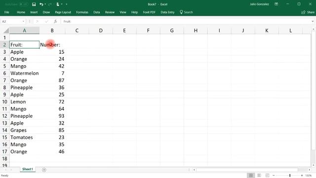 Excel Sorting and Filtering Data