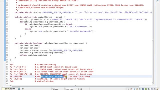 PASSWORD POLICY VALIDATION REGEX USING JAVA DEMO смотреть онлайн