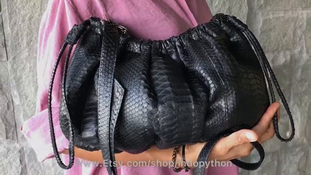 Black python bag