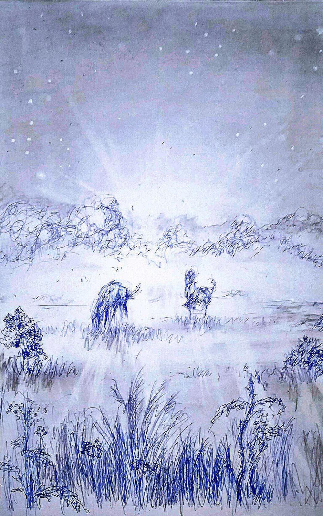 рисуем лес рисунок ручкой