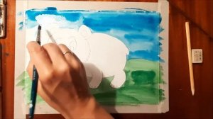 Мастер класс, рисуем мишку косолапого. Картинка раскраска акварельными красками.