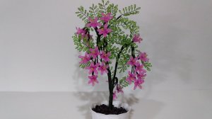 Бисероплетение.   Дерево из бисера 1 часть. Жакаранда Дельта комнатная.  Мастер класс. Пошаговый МК.