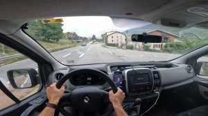 Driving to Bourg-Saint-Maurice. National roads. Renault Trafic. POV. Summer. Cloudy. Alps