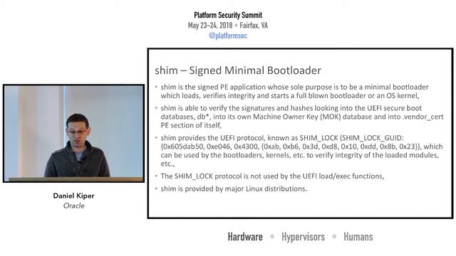 UEFI Secure Boot, Shim and Xen — Daniel Kiper, Oracle — Platform Security Summit 2018 смотреть онлайн