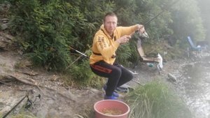 Крупный карась и лещ на фидер. Рыбалка, на реке Десна осенью.