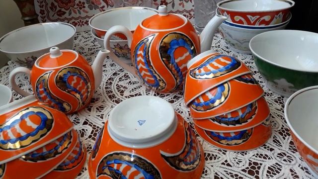 Советский фарфор! Первомайский фарфоровый завод! Восточный сервиз 