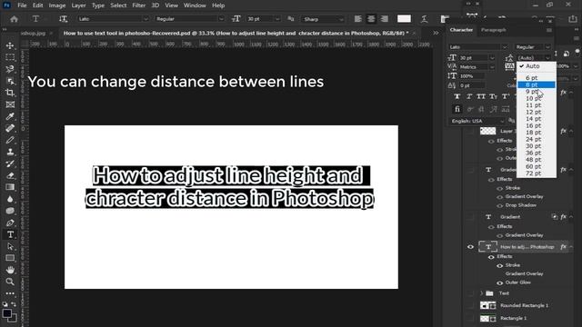 How to adjust line height and character distance in Photoshop смотреть онлайн
