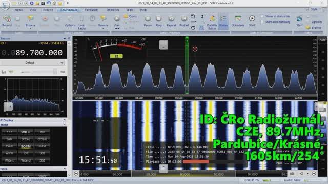 14.08.2023 12:51UTC, [Ms], ČRo Radiožurnál, Чехия, 89.7МГц, 1605км