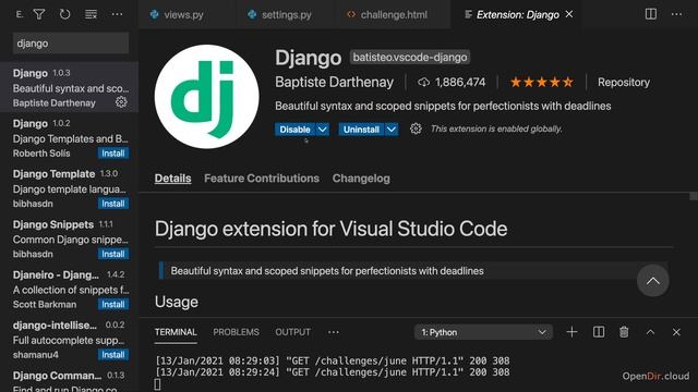 034-The Django Visual Studio Code Extension-opendir.cloud. #programmer #vscode #pythondjango