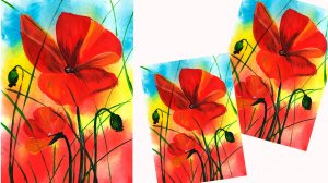 Как нарисовать маки. Рисуем интерьерную картину. Рисуем пейзаж.