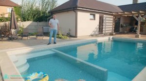 Бетонный бассейн 9 х 4 с детской зоной и павильоном