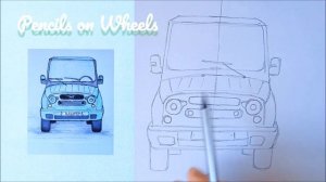 Как нарисовать машину УАЗ Хантер просто карандашами How to Draw Car UAZ Hunter Simple Auto Drawing