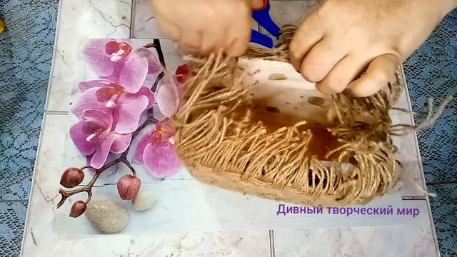 Идея корзинки органайзера кашпо из джута и пластикового ведра. Поделки своими руками. DIY jute craf