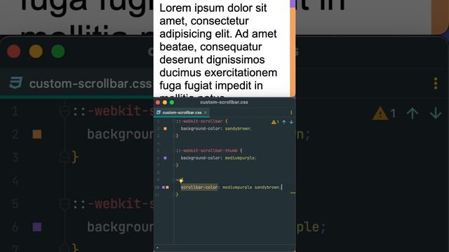 Стилизация скроллбара через CSS | Custom CSS Scrollbar | Свойства scrollbar-* #shorts #frontend #css