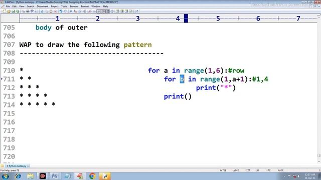 Nested for loop and Nested while in Python | | Pattern Programs with for loop | Netsed Loop Tutoria