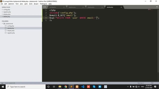 delete data from database using php ||  how to delete data from database in php using button