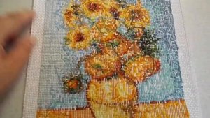 ПОДСОЛНУХИ.ВАН ГОГ.ДЖОЙ САНДЕЙ.ГОТОВАЯ РАБОТА.ВЫШИВКА КРЕСТОМ.ВЫШИВКА.