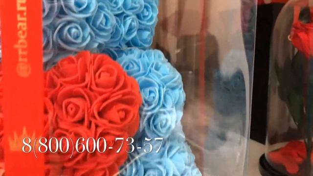 Обзор, Голубой Мишка из роз с сердцем 40 см | Отличное качество сборки