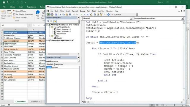 Excel VBA - Compare Two Lists and Remove Duplicates смотреть онлайн