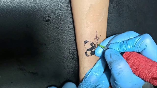 Panda tattoo, small tattoo,time lapse, how to draw panda tattoo easily смотреть онлайн