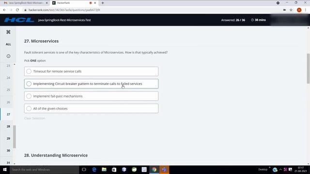 HCL | HACKER RANK | JAVA-SPRING BOOT-MICROSERVICES-TEST | REAL-TIME | 2021 PART - 2