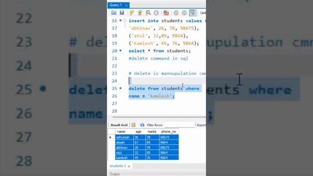 Delete Statement in MySQL