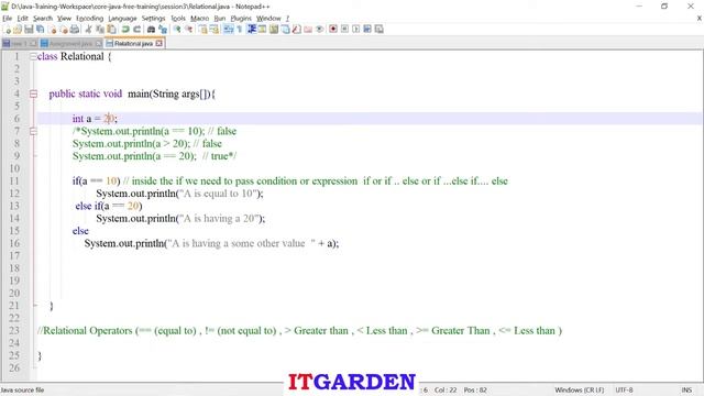 Core Java Session 3 relational operator ,Ternary operator if and switch statement