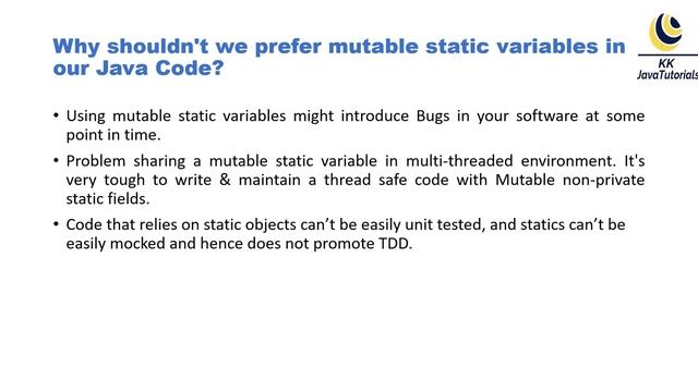 Why shouldn't we prefer mutable static variables in our Java Code? || Java Online Training