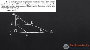 Прямоугольный треугольник - Рустюмова разбор | ЕНТ