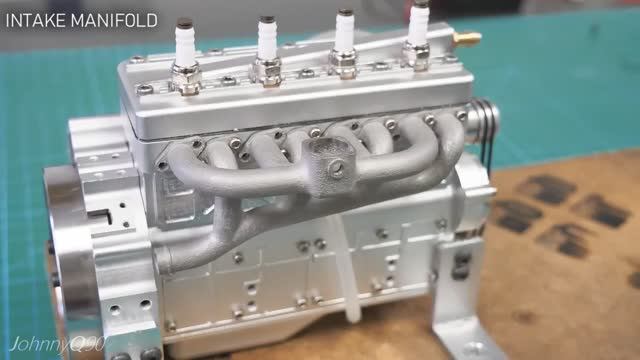 Миниатюрный Четырехцилиндровый двигатель С ПЛОСКОЙ ГОЛОВКОЙ Сборка и ЗАПУСК! смотреть онлайн