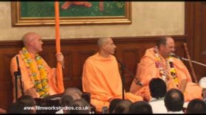 HH Radhanath Swami - HH Indradyumna Swami - HH Jayapataka Swami at Bhaktivedanta Manor May 2008