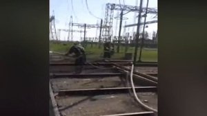 Тушение пожара на силовом трансформаторе на подстанции 400 кВ