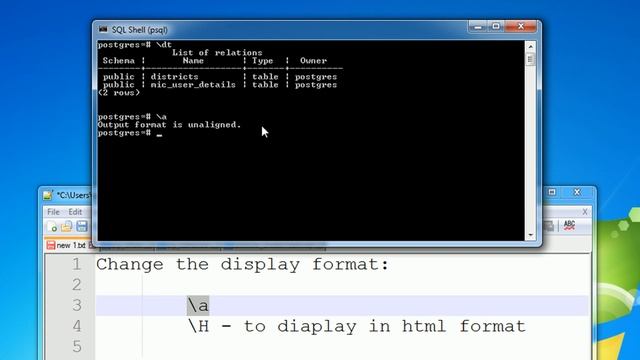 PostgreSQL - SQL Shell - Change display format of cmd смотреть онлайн