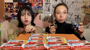 СЛАДКИЙ МУКБАНГ ЧЕЛЛЕНДЖ/ 20 КИНДЕР МОЛОЧНЫХ ЛОМТИКОВ/ СКОЛЬКО СЪЕДИМ/ SWEET MUKBANG CHALLENGE