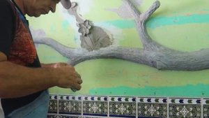 Как сделать дерево с цветами из арт бетона / Кора дерева из цемента