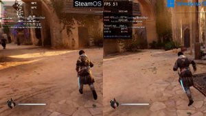 Steam Deck - Assassin's Creed Mirage - SteamOS vs Windows 11 - Gameplay & Performance Comparison