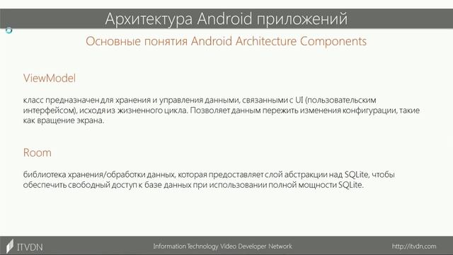 Android Architecture Components. Архитектура Android приложений. Урок 6