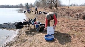 Ловля на фидер на водохранилище ранней весной с Андреем Думчевым