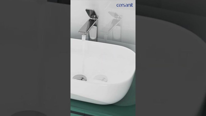 Высокий смеситель ODRA и накладная раковина MODUO SQUARE бренда Cersanit