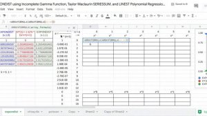 EXPONDIST using Incomplete Gamma Function in Google Sheets Taylor Maclaurin SERIESSUM