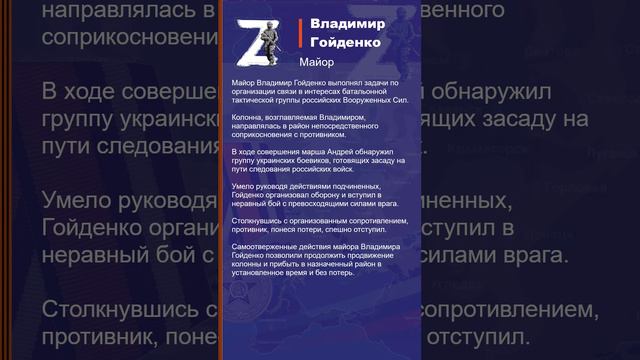 Владимир Гойденко Наградной лист Z